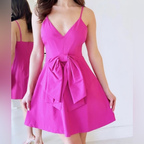 One33 Social Magenta Pink Bow Mini Dress Sleeveless Spaghetti Strap Party 00 - Picture 1 of 13